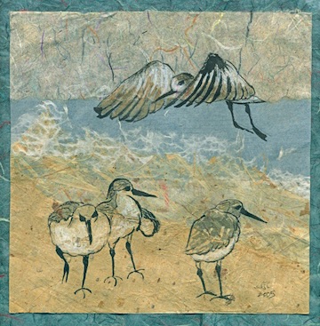 Winter Shorebirds
Paper, Relief Print, Watercolor, 
Egg Tempera 9.25"x9.25"
