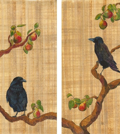 2 Crows with Pears Diptych
Watercolor - 20"x24"